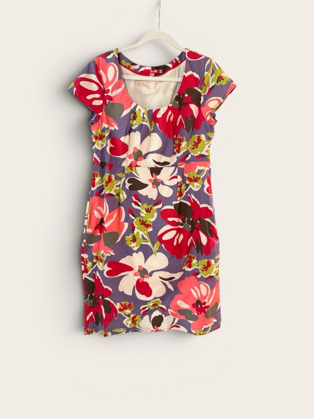 Boden Womens Floral Cotton Sheath Dress Purple Pink  US 10L